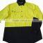 Workwear Long sleeve cotton elastance Hi Visible yellow woven safery protective shirt