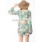 Europe special design mandarin sleeve tropical printed fabric hollow beach woman blouse