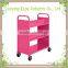 2016 newest design acrylic book cart with wheel library mobile book vehicles 3-layer book cart