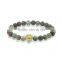 KJL-ST0019 Elastic 24k real Gold Lion skull head Bead Bracelet Bangles Natural Stone Resin Charms Buddha Bracelets
