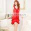2027 Hot Sale Bright Red Lace Lotus Leaf Lace Sling Pajamas