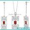 New Design Wholesale Top Quality Sterling Silver Carats Garnet Necklace Earring Set