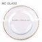 Wholesale Cheap Fancy Decoration Gold Silver Beaded Glass Wedding Charger Plate