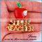 Gold Plated Jewelry Apple Cut Brooch Merry Christmas