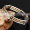Classic two tone crystal wire bracelet jewelry stainless steel watch bangle for men
