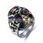 gold silver engraved vintage gothic surgical stainless steel skull ring for man