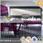 High gloss finish purple lacquer kitchen cabinet with glass doors
