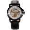 Kronen & Sohne White Skeleton Dial Analog Black Leather Band Men's Fashion Wrist Watch