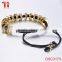 Fashion gold plated zircon stoppers macrame bracelet braided rope, 18k gold jewellery wholesale charm bracelet