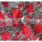 In Stock African Big Red Rose Embroidered Dress Fabric Wholesale