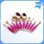 Pro private label foundation mermaid rose gold 10pcs oval makeup brush set