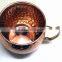 AMAZON HOT SELLINTG BPA FREE & FDA APPROVED 16 OZ 100% COPPER HAMMERED BARREL MUG WITH ZIGZAG BRASS HANDLE