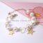 gold heart star charms pearl link bracelet