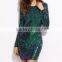 Fashion Luxury Formal Mini Dress Round Neck Long Sleeve Bodycon Dress Open Back Iridescent Beaded Sequins Club Dresses