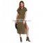 MGOO Wholesale High Fashion Army Green Buttons Up Shirt-Style Summer Dress Midi Split Leg A Line Two Pockets Women Casual Dress