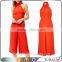 2016 orange ladies summer halter-neck backless jumpsuit,one piece jumpsuits with wide leg