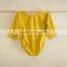 0-24M Baby Clothes Wholesale Toddler Plain Yellow Jumpsuit Baby Girls Cotton Long Sleeve Romper