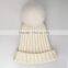 Myfur 2016 Pure White Hot Sale Winter Hat with Removable Genuine Fox Body Fur Bobble
