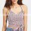 Bownot and stripe tank top, ladies fashion new design clothing 2017