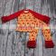 Promotion rose red geometry print kids 2pcs clothing set children girls boutique outfits fall baby clothes online set wholesale