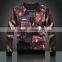 Leather sleeve round neck sweatshirt with digital printing