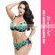 Plus Size Elastic Wave Point Flower Printed High Waist Backless Swimwear Sets Women