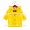 Hot Selling Girls Yellow Waterproof Raincoats Kids Nylon Custom Rain Coat