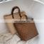 2020 High Quality Bohemia Fashion Large Capacity Beach Tote 2 Handle Brown Beige Straw Bucket Bag Wholesale