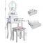 Dressing Table Set with Stool and Mirror Makeup Desk 3 Drawers Vanity Furniture Easy to assemble adult size for tiny room