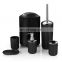 Hot sell plastic 6 pieces bathroom set black color  bathroom accessories