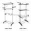 Foldable 3 tier rolling collapsible clothes drying rack stand indoor outdoor dark grey metal laundry rack