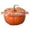 Halloween gifts Orange cast Iron enamel pumpkin shape pot casserole