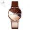 SHENGKE Two-tone Leather Strap Dial Unique Design Popular Personality Stylish Lady Wrist watch Quartz Movement K0095L