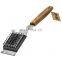 Barbecue Grill Brush and Scraper Extended, Large Wooden Handle and Replaceable Stainless Steel Bristles Head Safe No Scratch