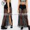 high quality clothing brands women Mesh Maxi Skirt With Rainbow Waist