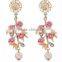 Latest design hot sale beautiful flower with pearl pendant earring