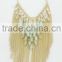 FACHION FACETED BEADED METAL CHAIN TASSEL NECKLACE EARRING SET