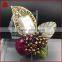 Fashion cz stone brooch, poppy sparkle Lea, ivy leaf brooch, gold leaf brooch