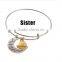 Hot Family Bangle I Love You To The Moon And Back Sister Charm Adjustable Wire Bangle Bracelet