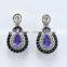 Mystery 2015 classic micro setting 925 silver Tanzanite CZ Diana earring.