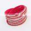 Fashion Handmake Resin Women Multi-layer Velvet Leather Bracelet