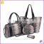 Hot selling ladies luxury snake leather handbags set with 4 bags in one