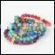 kjl-cst25 mix color natural regalite round stone beads bracelet beaded gold skull head men charm bracelet