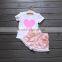 2016 New Design Girls Lovely Hearts Printed Children Clothes Suit for Children