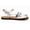Summer Fashionable Shiny Silver Patent Girls Flat Sandals with Buckle Strap