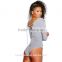 Women Multi-way Spandex Strip V-neck Long Sleeve Bodysuit MK-A6170