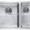Two Bowls Stainless Steel Commerical Hand Made Kitchen Sink With Drainboard GR-606