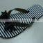 Ladies Fashion Fancy Stripe Beach Rubber Slippers With Bow