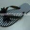 ladies fashion fancy stripe beach rubber slippers with bow