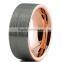 8MM Rose Gold Plated Tungsten Carbide Ring, Brushed Comfort Fit Tungsten Carbide Ring